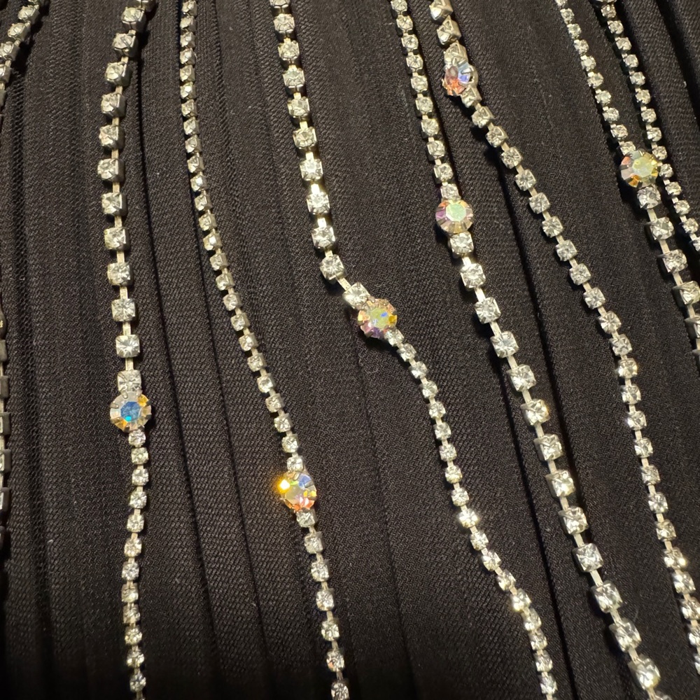 Multi Strand Rhinestone Choker Necklace - Picture 3 of 7
